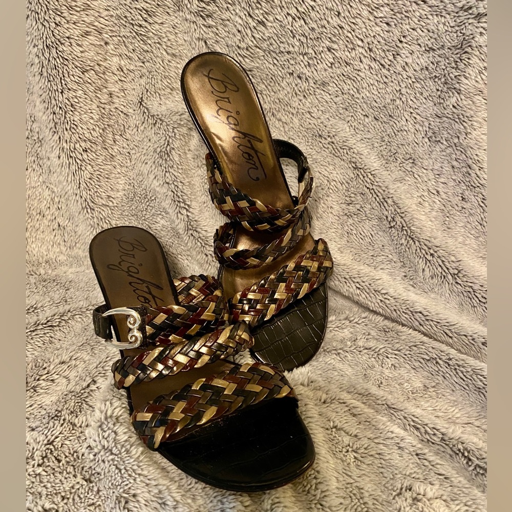 Brighton Tress Braided Leather Mule Sandals. Gently used. 8N